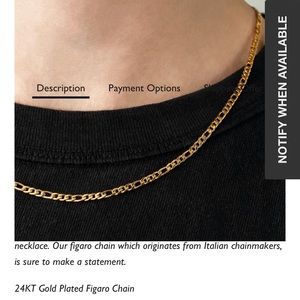 NEW 24KT Gold Plated Figaro Chain Brand Rose Gold & Black